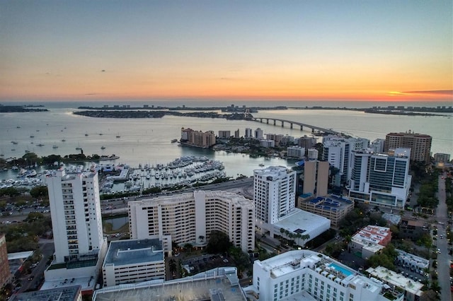 1255 N Gulfstream Ave Unit Ph1501, Sarasota, FL 34236 - aerial view at dusk of a water view and a notable bridge