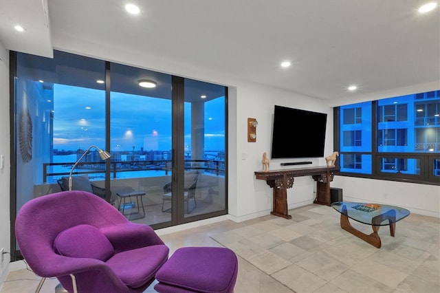 1255 N Gulfstream Ave Unit Ph1501, Sarasota, FL 34236 - living area featuring expansive windows and recessed lighting