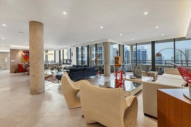 1255 N Gulfstream Ave Unit Ph1501, Sarasota, FL 34236 - building lobby featuring expansive windows, recessed lighting, and a city view