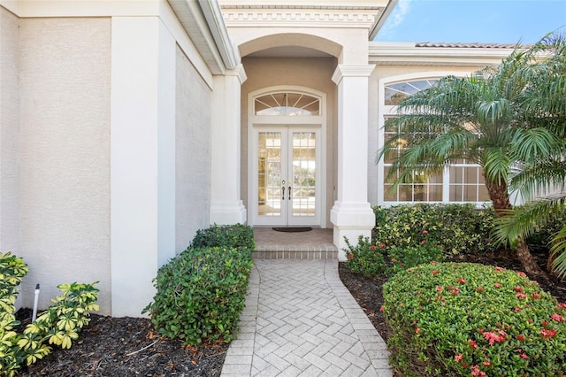 doorway to property with french doors