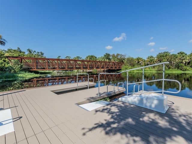 dock area featuring a water view