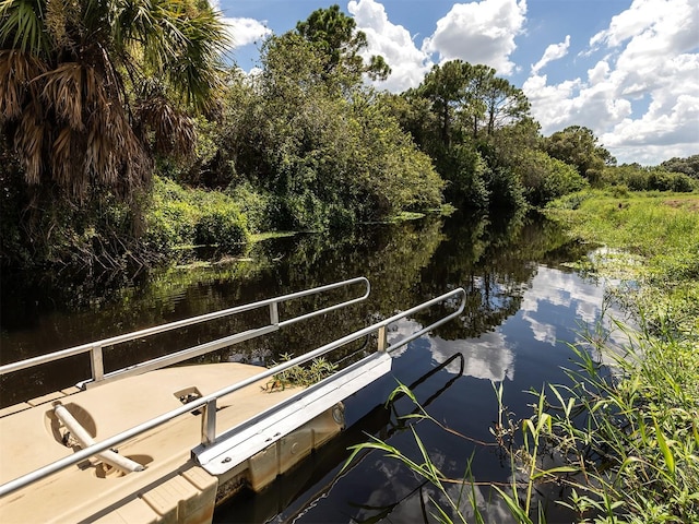 view of dock featuring a water view