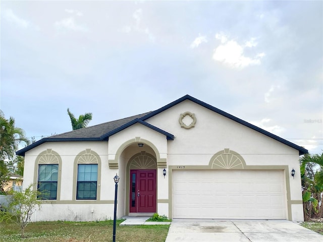 ranch-style home with a front lawn