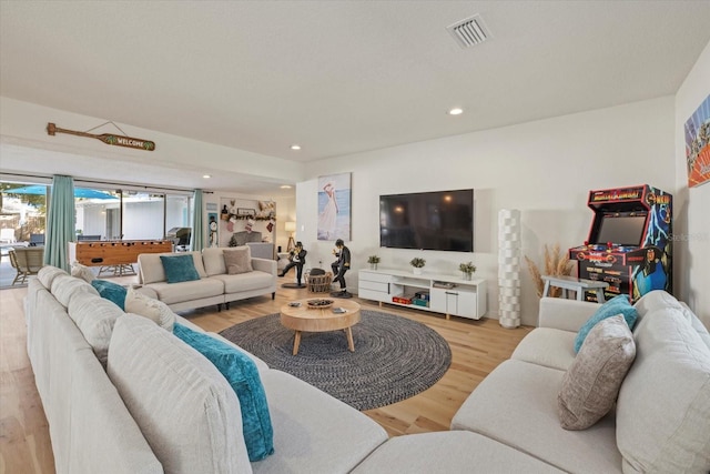 living room with light wood-type flooring