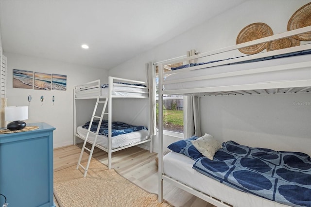 bedroom with light hardwood / wood-style floors