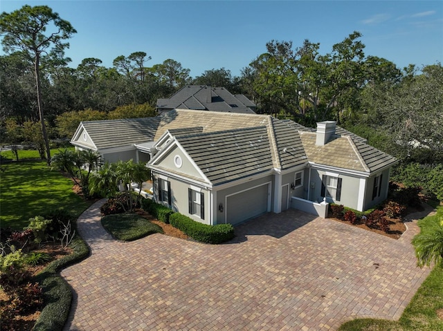 view of front of house with a garage