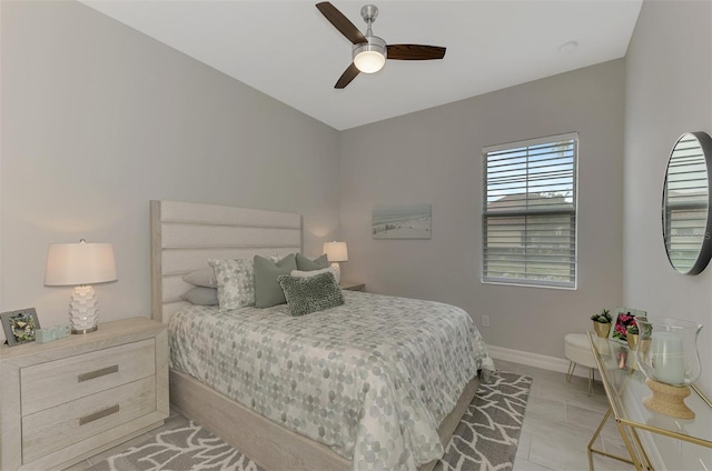 bedroom featuring ceiling fan