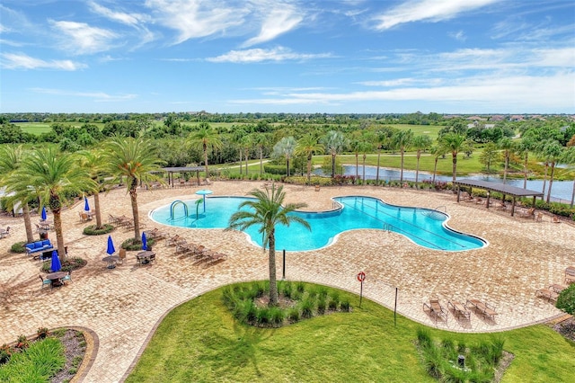 pool featuring a patio area