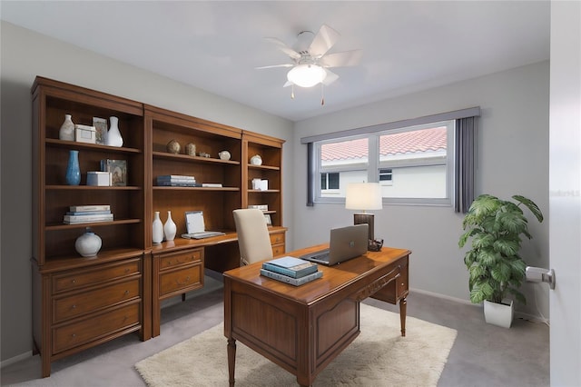 office area featuring ceiling fan