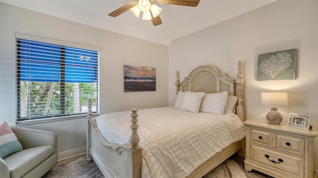 bedroom featuring ceiling fan