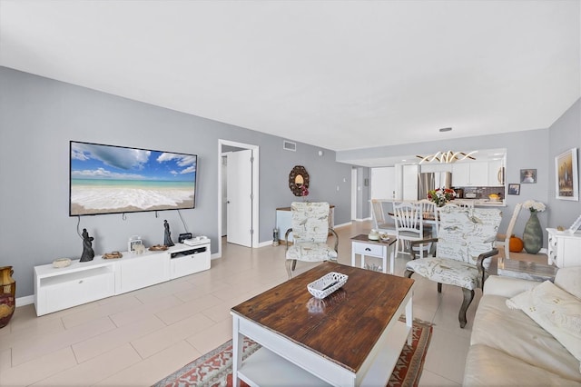 view of tiled living room