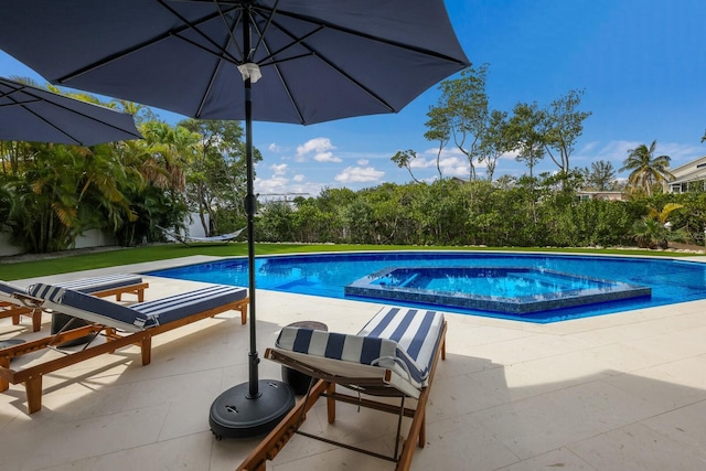 view of pool featuring a patio area