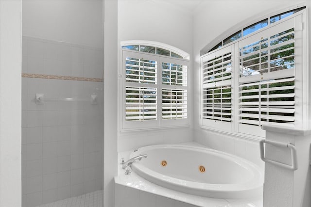 108 Corte Del Rosa, Venice, FL 34285 - full bath with a jetted tub, healthy amount of natural light, and tiled shower