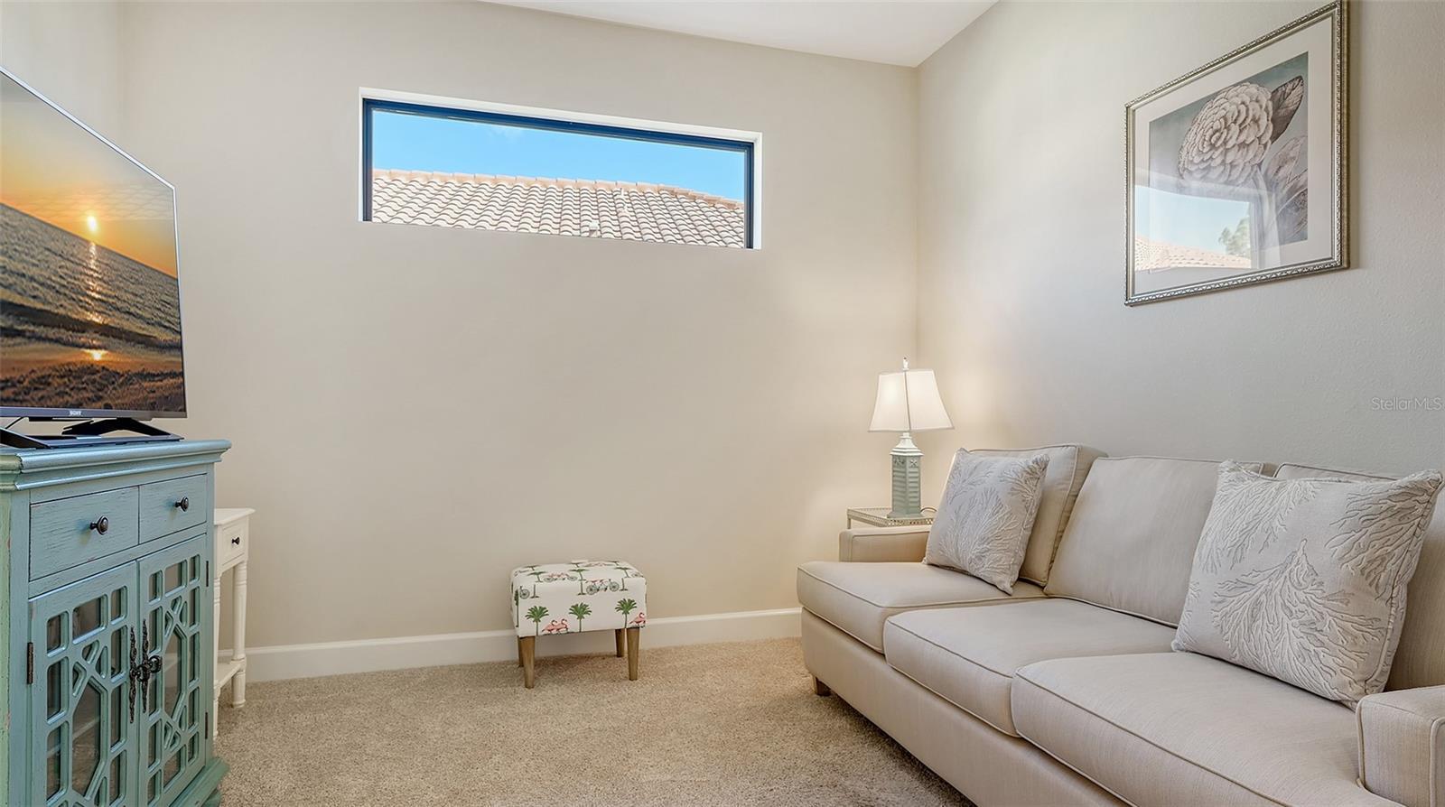 living room featuring light colored carpet