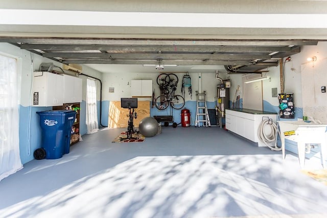 garage with water heater