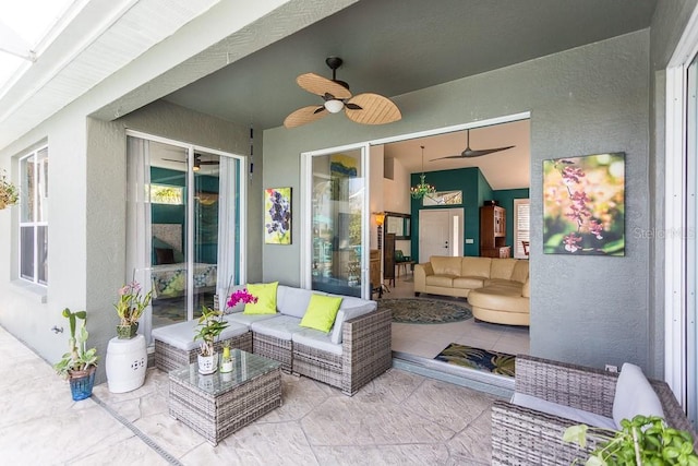 view of patio / terrace with outdoor lounge area and ceiling fan