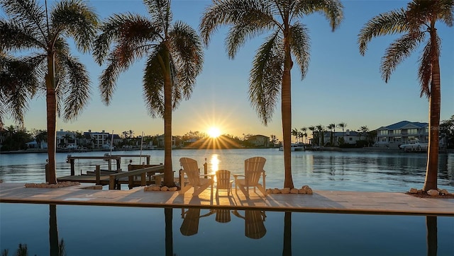 dock area featuring a water view