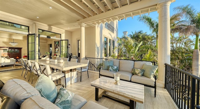 balcony featuring an outdoor living space