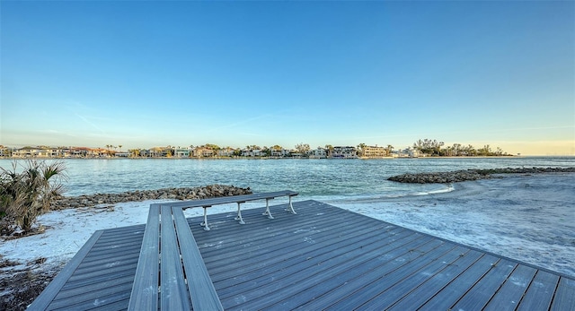 view of dock featuring a water view