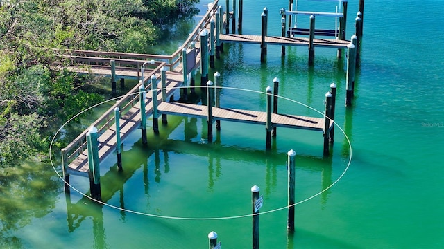 view of dock featuring a water view