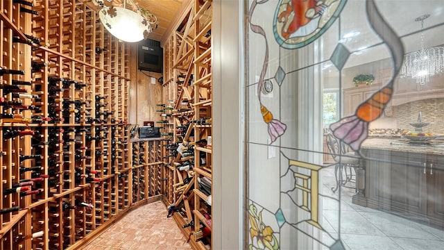 view of wine cellar