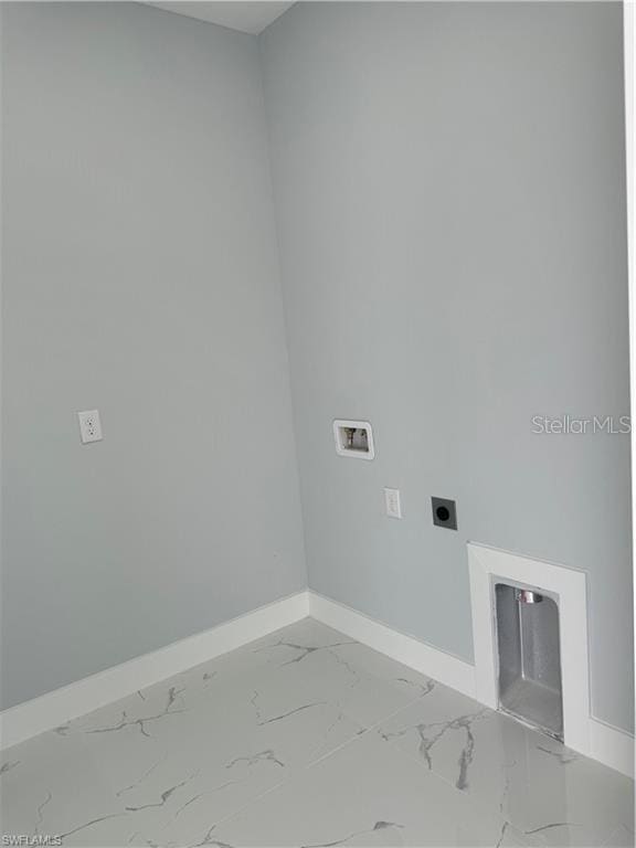 washroom with washer hookup and hookup for an electric dryer