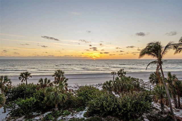 property view of water with a beach view