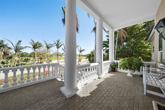 view of patio featuring a porch