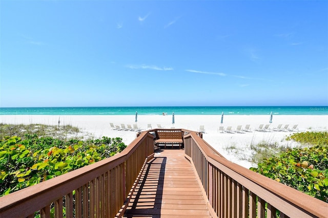 property view of water featuring a view of the beach