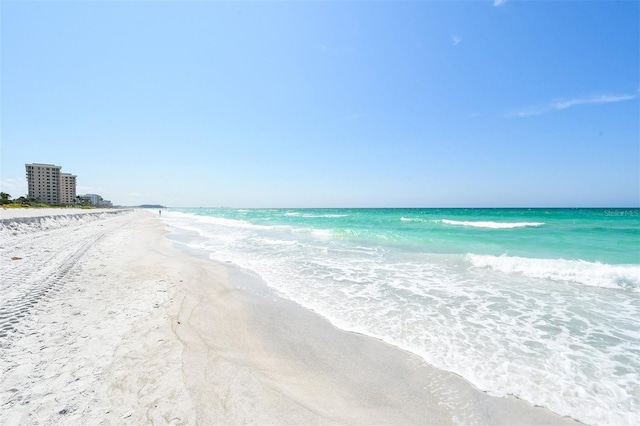 property view of water with a beach view