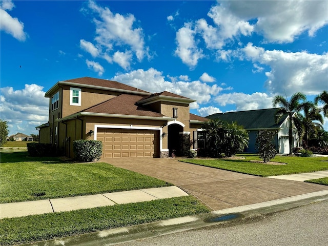 view of front of home with a front lawn