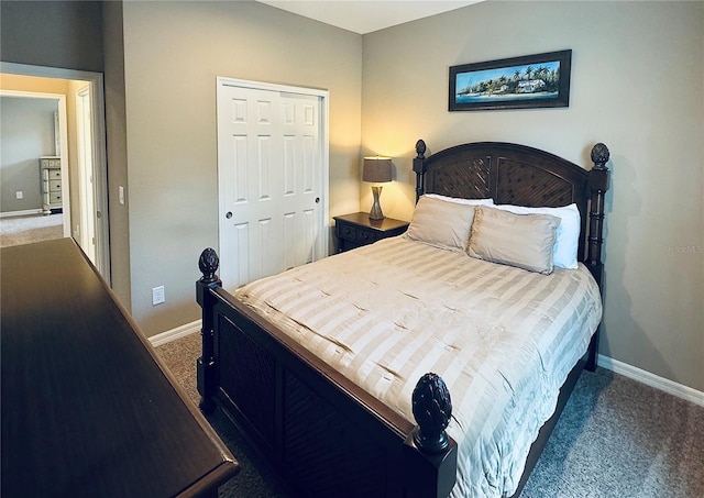 carpeted bedroom featuring a closet