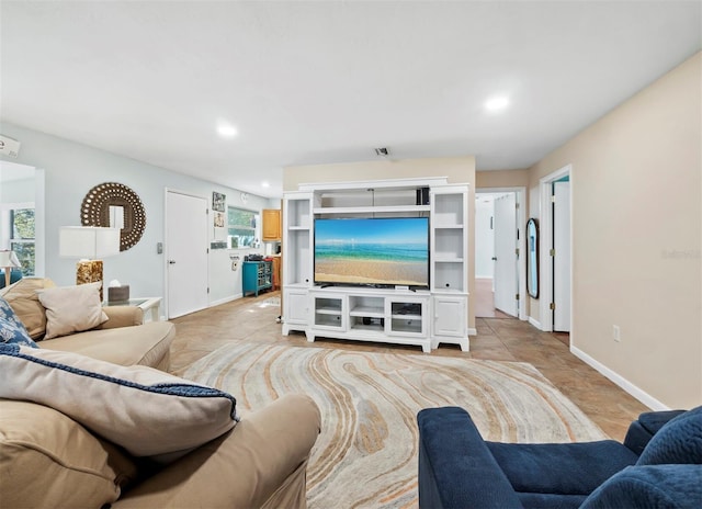 view of tiled living room