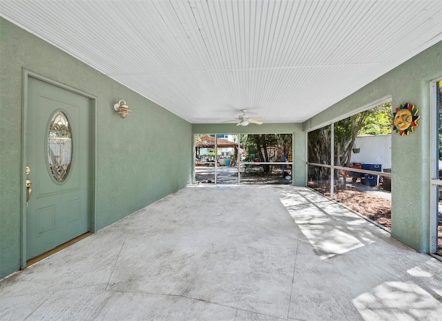 view of patio featuring ceiling fan and area for grilling