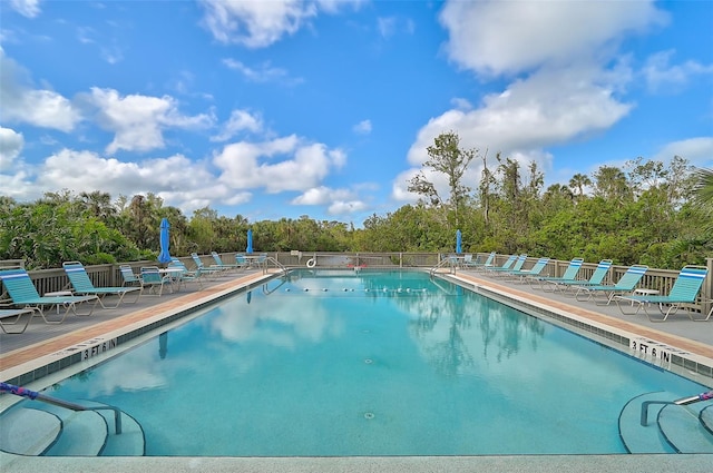 view of pool featuring a patio area