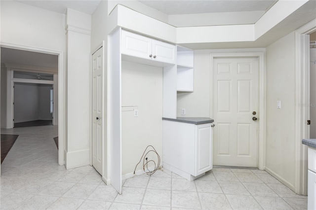 kitchen with white cabinets