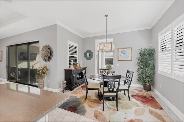 dining room with ornamental molding