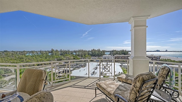 balcony with a water view