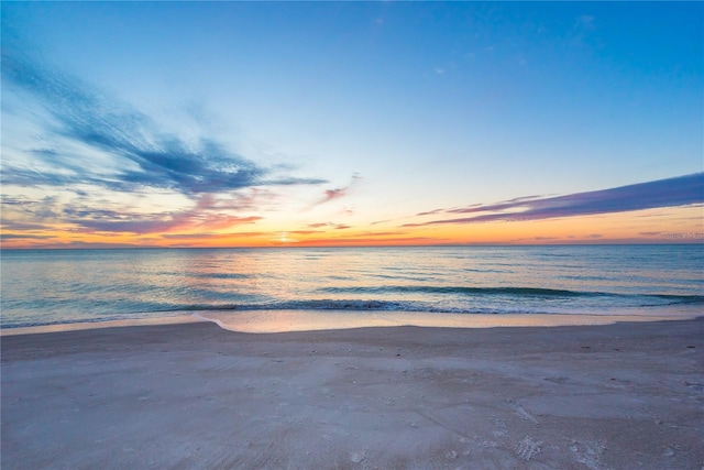 property view of water with a beach view