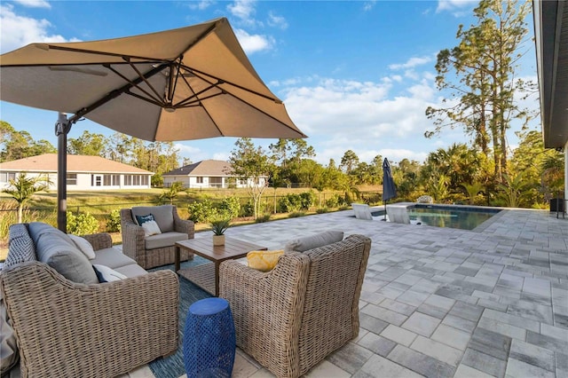 view of patio / terrace with an outdoor living space