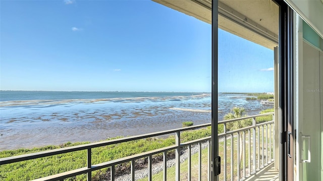 view of water feature featuring a beach view