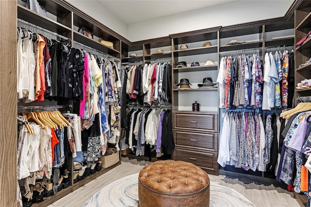 walk in closet featuring light hardwood / wood-style floors