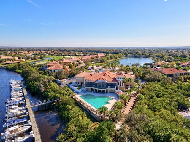 bird's eye view featuring a water view