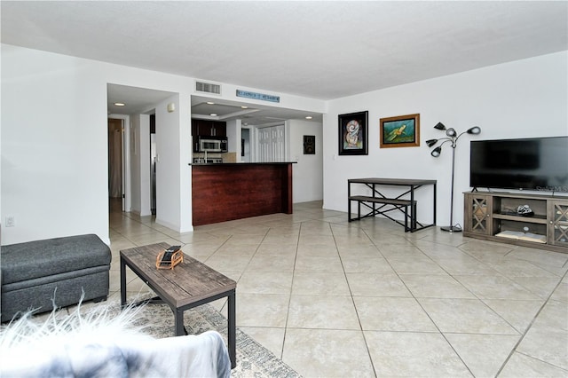 view of tiled living room