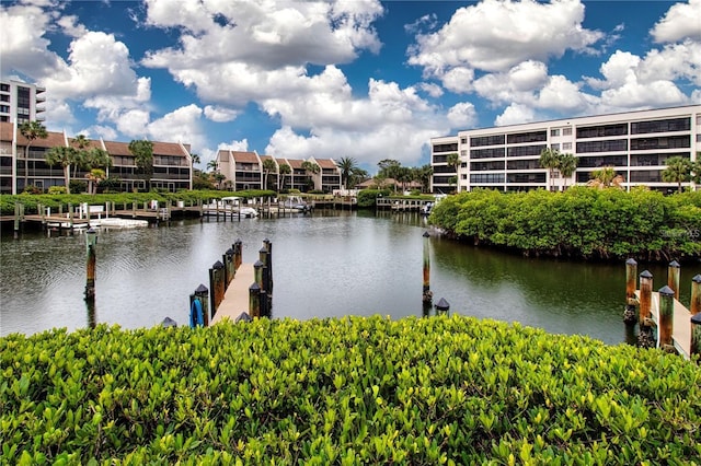 view of water feature featuring a dock