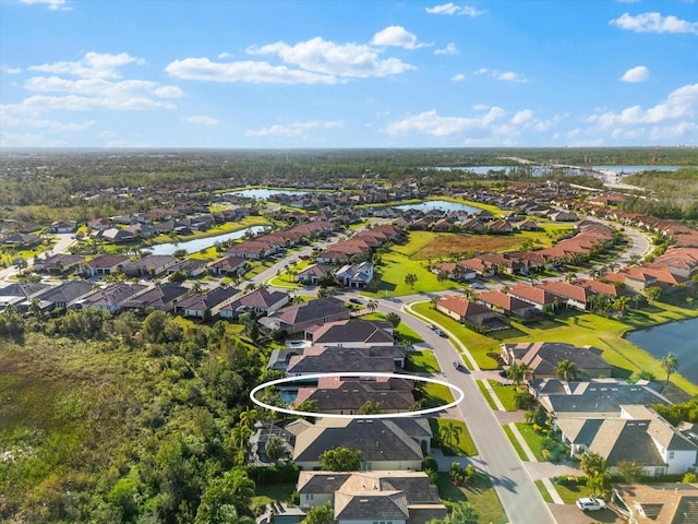 bird's eye view featuring a water view