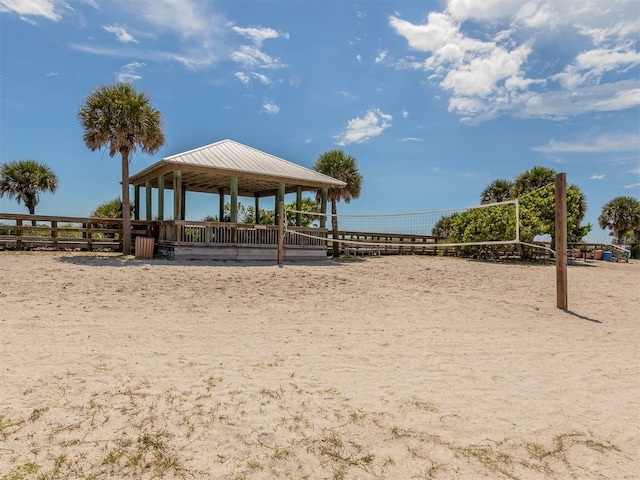 view of community featuring a gazebo and volleyball court