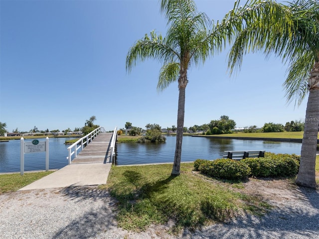 dock area featuring a water view