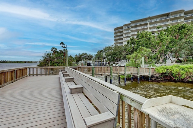 view of dock featuring a water view