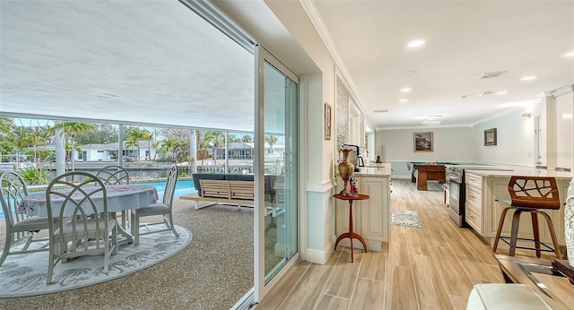 interior space with a wet bar